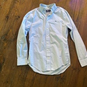 VINEYARD VINES XS Classic Fit WhaleBlue/White Long Sleeve Button Down Shirt